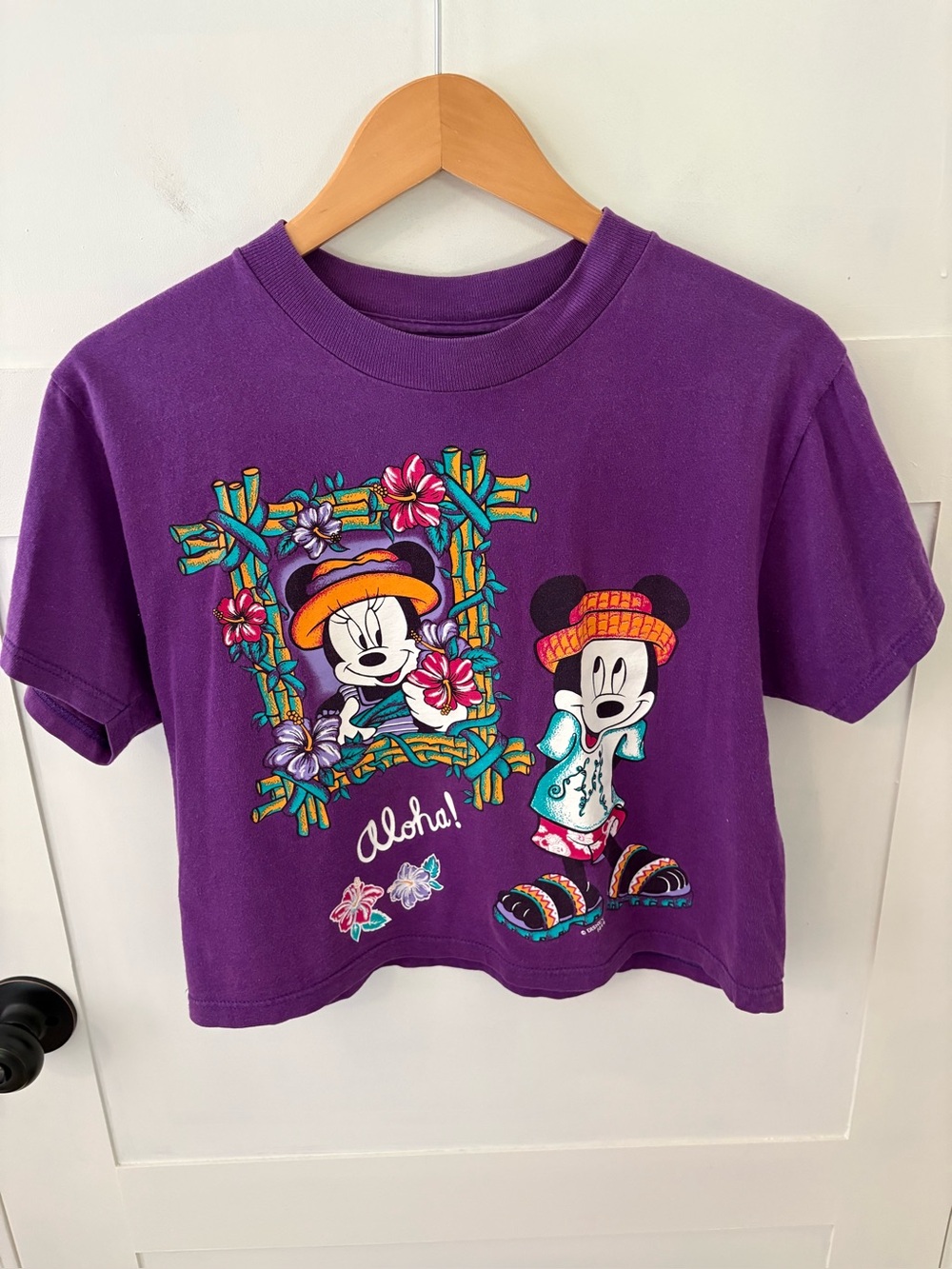 Mickey Unlimited 90’s Jerry Leigh Vintage Cropped Hawaiian Tee. Size Small.
